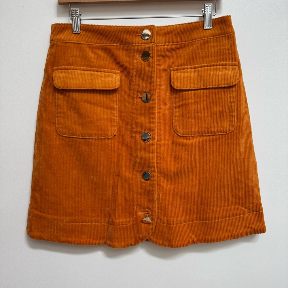 Loft Patch Pocket Button Front Curduroy Skirt Siz… - image 2